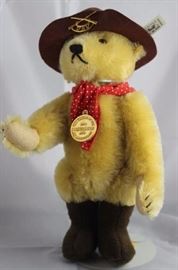 Teddy Roosevelt-Rough Rider-326.  Mohair- blond.   Steiff 90th Anniversary. Size:  12" H Excellent condition.
