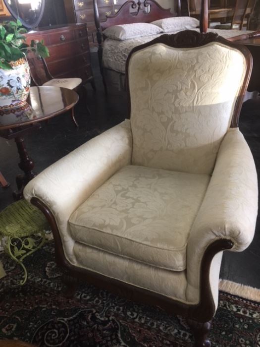 Beautiful White Upholstered Antique Chair