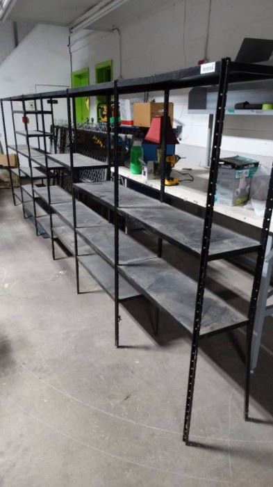 6 continuous sections of metal shelving
