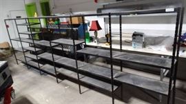 6 continuous sections of metal shelving
