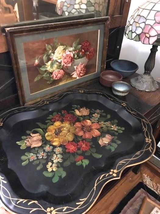 Vintage hand painted tray