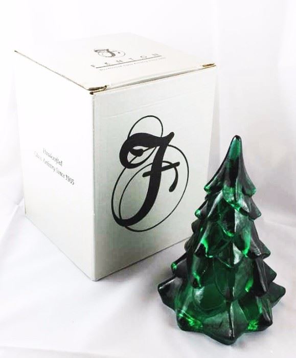 Fenton - Emerald Green Tree in the box. Measures  7" H.
