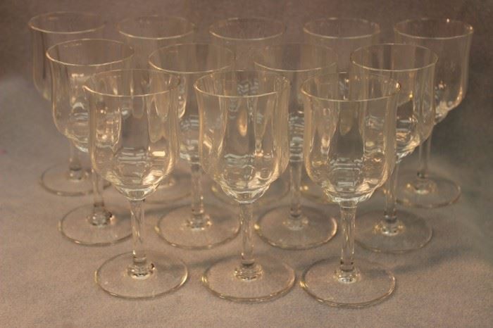 Baccarat, set of 12, Capri crystal white wine  glasses. Size:  6" H
