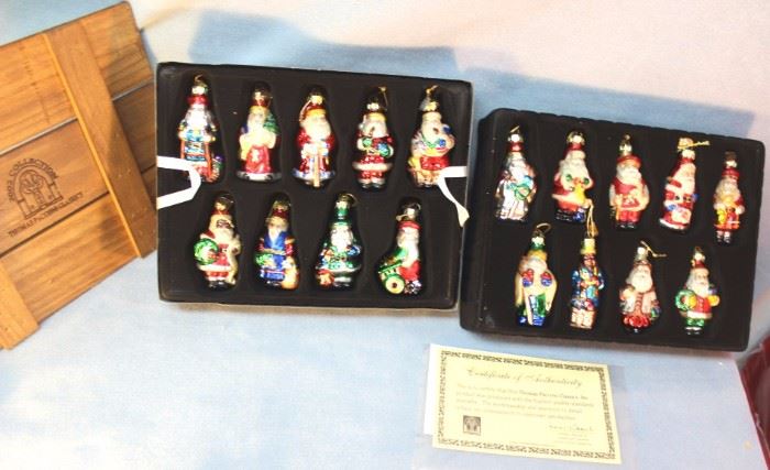 Thomas Pacconi Santas of the World Ornaments, set  of 18, blown glass and hand painted.  2002  collection, comes with certificate of  authenticity. Size:  3.5" H
