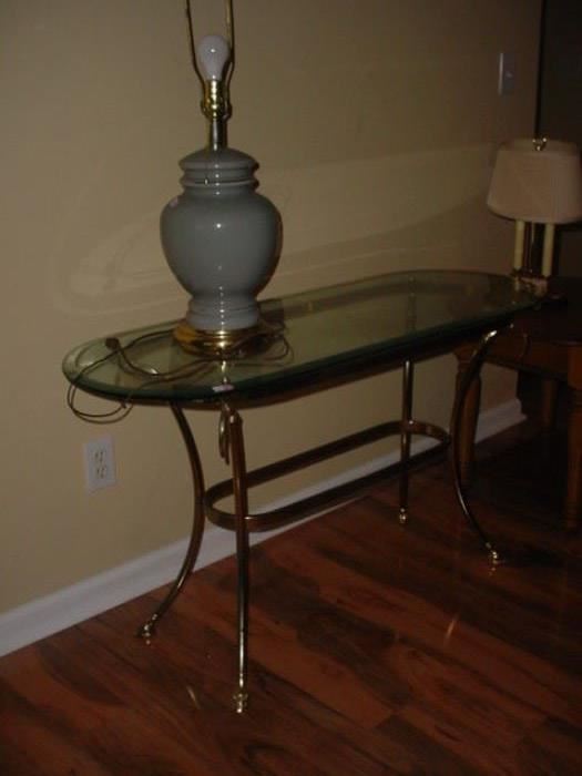 Brass and glass hall table