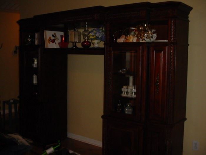 Another view of the entertainment center, fully lighted components