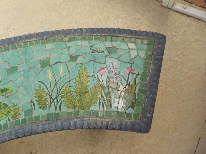 Cement Mosaic Outdoor Bench.  Must See to Appreciate