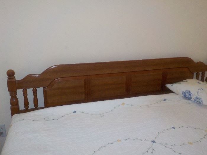 King Sized Bed with Maple Headboard and Mattress.