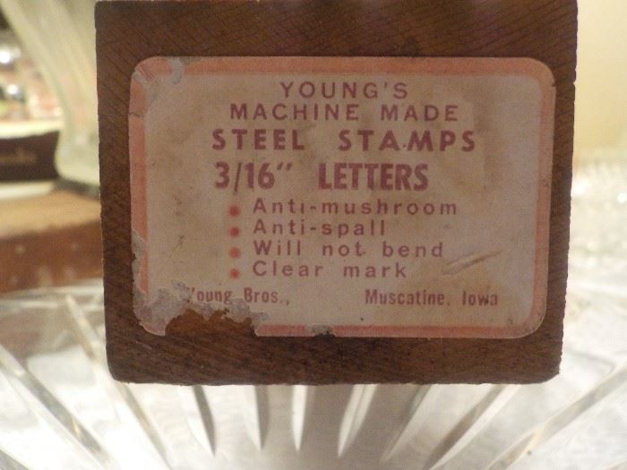 Antique Young's Steel Alphabet Stamps.  Complete Set and Box