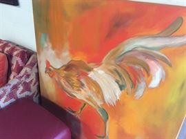 Big painted chicken art