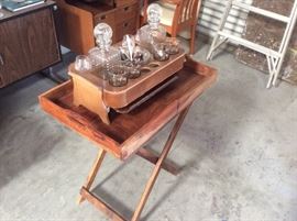 Wood folding bar tray