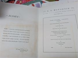 SS Matsonia menu