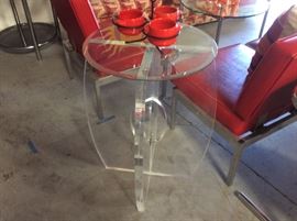 Lucite base table with glass top