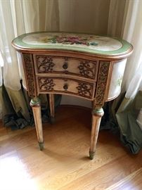 Horchow hand painted kidney shaped table (2 available)