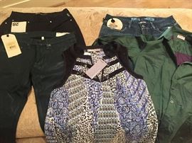 Ladies Jeans and shirts by Versace, Rag & Bone, Peoples Liberation, Pink.   Jeans sizes 28/29