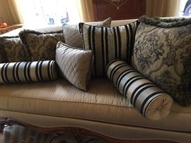 Custom Pillows and bolsters.  (Sofa not for sale)
