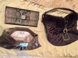 Designer handbags including Coach.