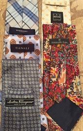 Men's designer ties (dozens!!)  Names include Ferragamo, Canali, Zegna, Burberry, Ike Behar....