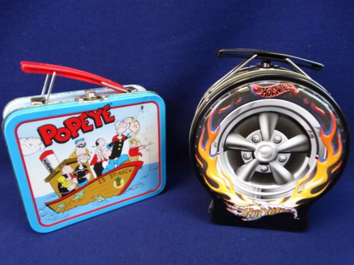 2 Mini Lunchbox Tins (Hot Wheels, Popeye)