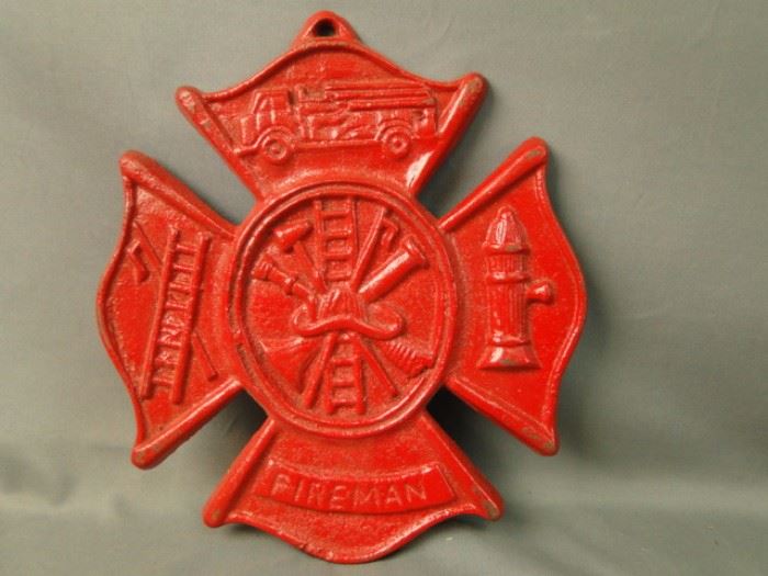 Red Cast Iron Fireman Firefighter