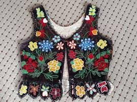 Chippewa womans vest, fully beaded both sides by Esther Etsitty
