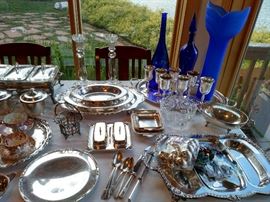 Silverplate and crystal