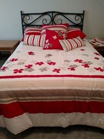 Queen size headboard and beautiful bedding