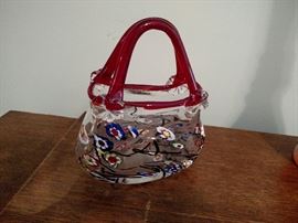 Hand blown art glass purse