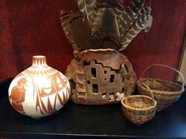 Indian pottery and small baskets