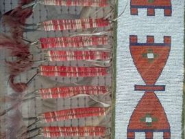 Blood Martingale belt/strap fully beaded with quilled drops and feathers