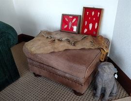 Framed arrowheads with the matching ottoman for the Lane armchair and a pair of chaps