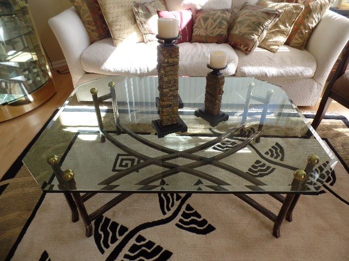 Glass top coffee table -- carpet & couch are Not For Sale