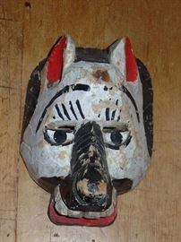 1 of 4 Hand carved & painted wood mask