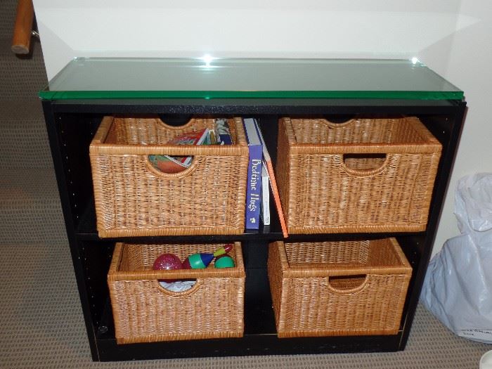 Glass top storage cabinet w/4 baskets  - has a bigger  matching cabinet
