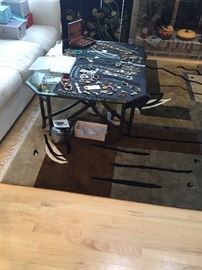 Glass and Metal coffee table and costume jewelry