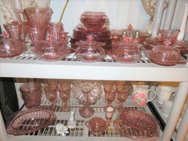 Pink Depression Glass Dish/Glass Set