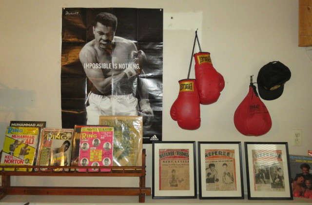 Vintage Muhammad Ali Poster, Boxing Magazines, Gloves 
