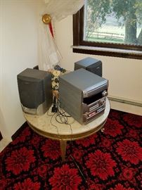Stereo and marble table
