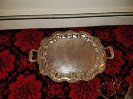 Large silver plate tray