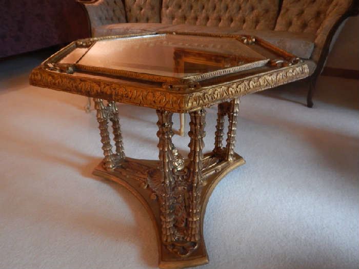 ORNATE GLASS TOP TABLE