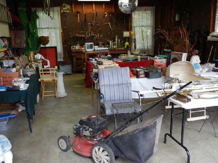 FULL GARAGE WITH LAWNMOWER