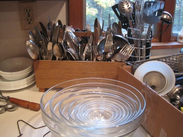 glass bowls & flatware