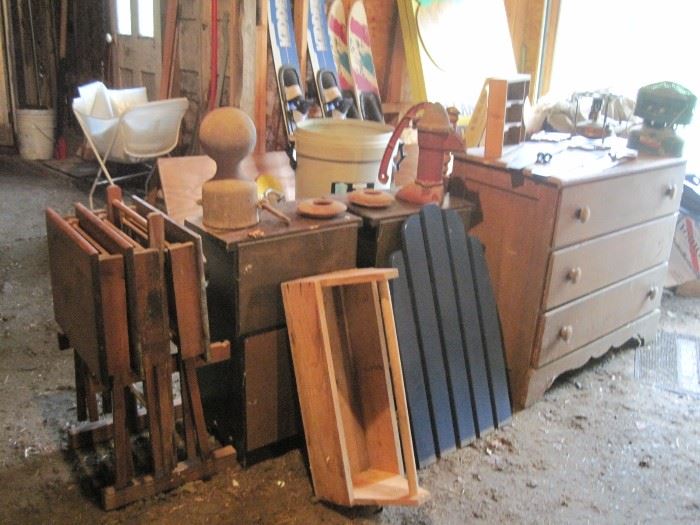 pitcher pump & wooden items
