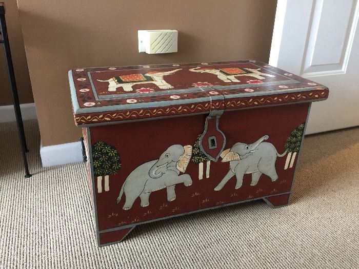 hand painted wooden trunk