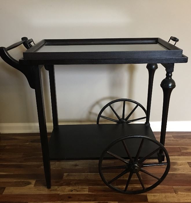 Rolling Tea Cart with Removable Glass Top