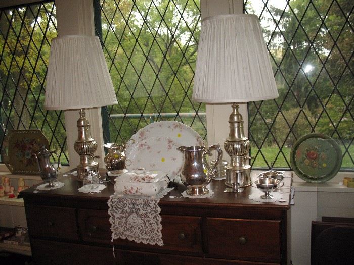 Sideboard with display of silver treasures