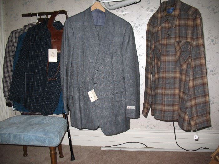 Pendalton shirts (m) and new Hickey-Freeman suit (42)