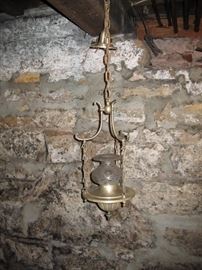Antique pewter chandelier for vestibule or hallway