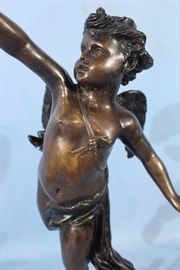 306b  Bronze statue of cupid, 20 in. T. with marble base