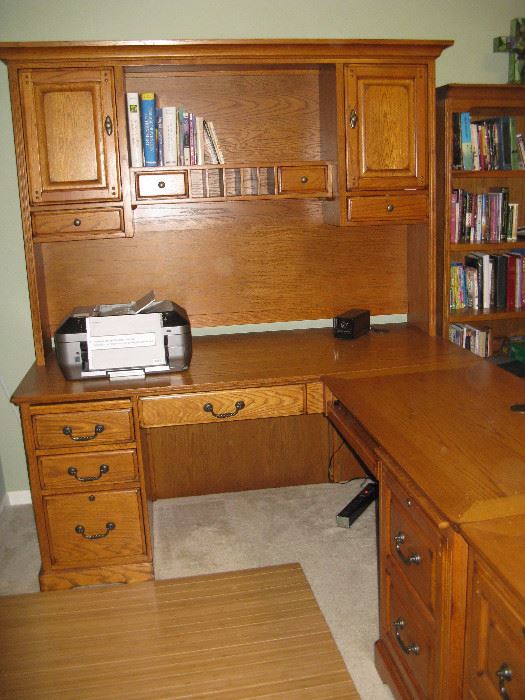 Golden Oak L-Shaped Executive Desk